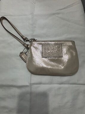 Coach Metallic Champagne Wristlet Pouch